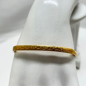 Grace George, Hammered Gold Thin Bangle Bracelet, Square, Rounded Corners